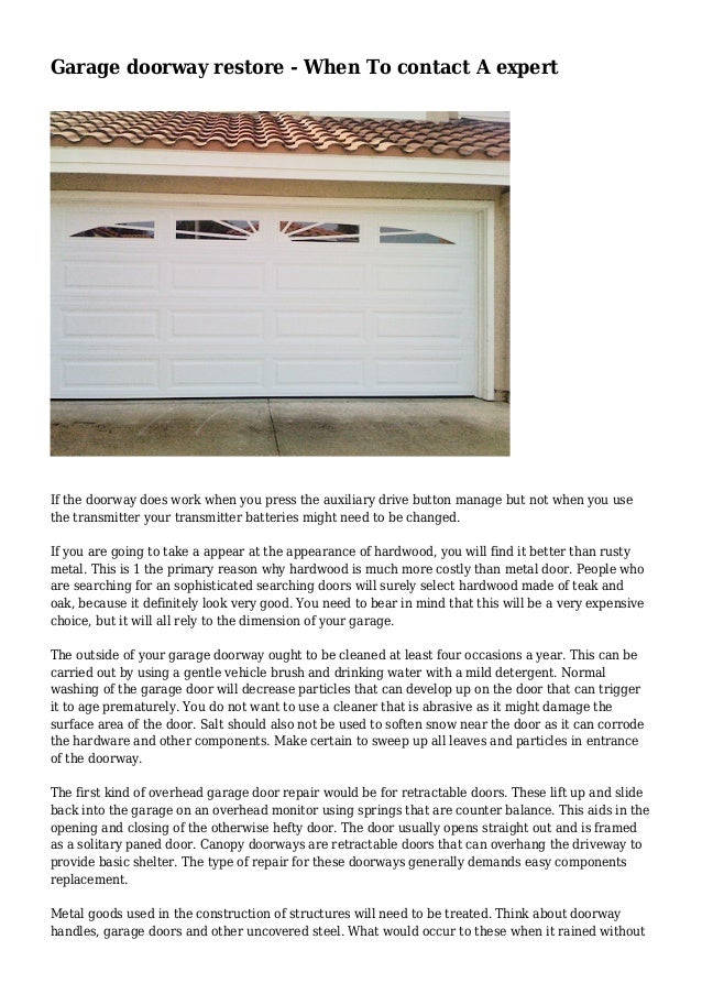 Garage Doorway Restore When To Contact A Expert