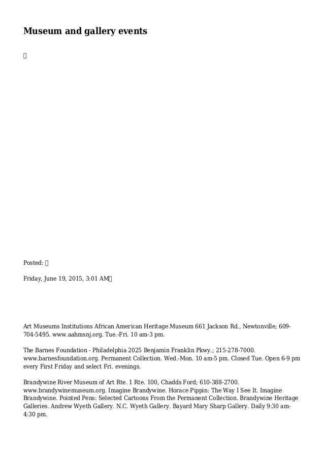 Museum And Gallery Events