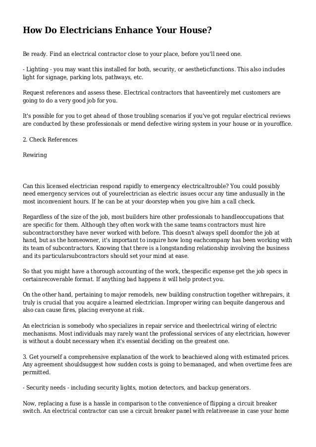 How Do Electricians Enhance Your House