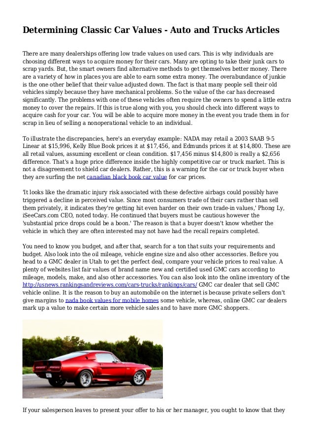 Determining Classic Car Values Auto and Trucks Articles