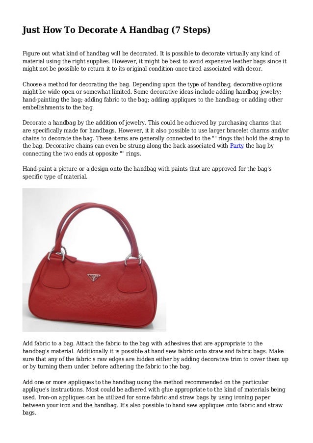 Just How To Decorate A Handbag 7 Steps