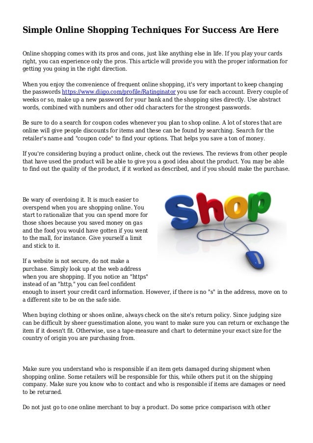 Simple Online Shopping Techniques For Success Are Here