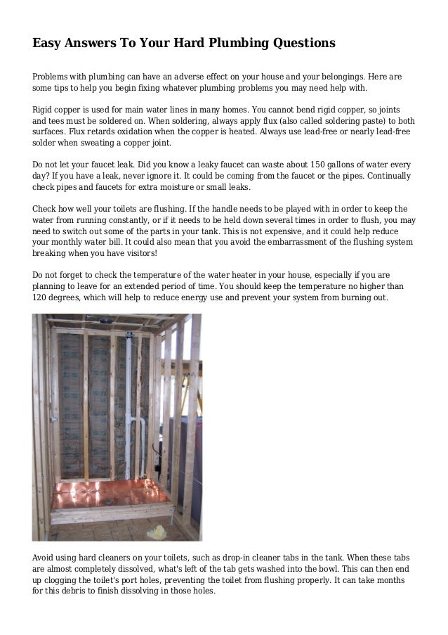 Easy Answers To Your Hard Plumbing Questions
