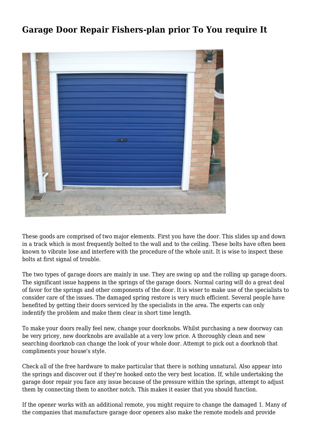 Creatice Garage Door Maintenance Plan for Large Space