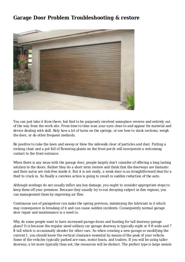 Garage Door Problem Troubleshooting & restore - Garage Door Problem Troubleshooting Restore 1 638