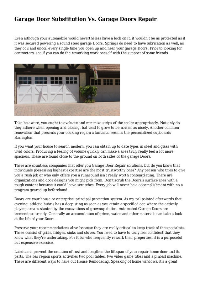 Garage Door Substitution Vs Garage Doors Repair