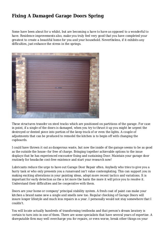 Fixing A Damaged Garage Doors Spring