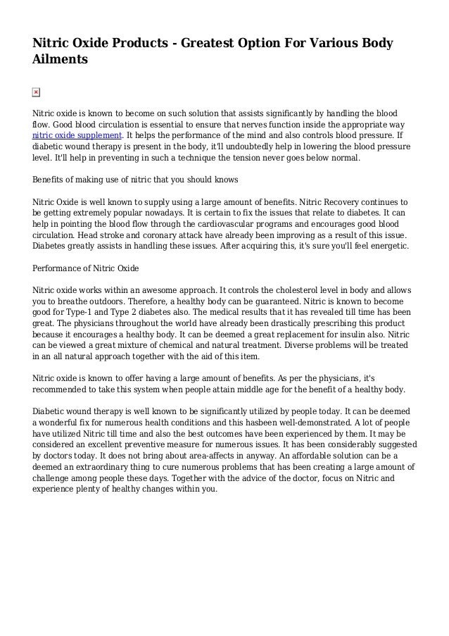 Nitric Oxide Products Greatest Option For Various Body Ailments