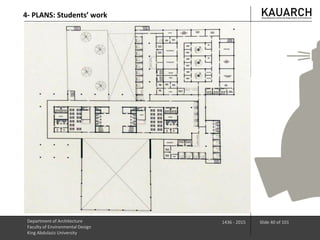 Department of Architecture
Faculty of Environmental Design
King Abdulaziz University
1436 - 2015 Slide 40 of 101
4- PLANS: Students’ work
 