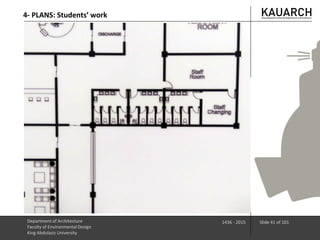 Department of Architecture
Faculty of Environmental Design
King Abdulaziz University
1436 - 2015 Slide 41 of 101
4- PLANS: Students’ work
 