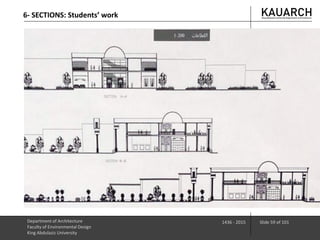 Department of Architecture
Faculty of Environmental Design
King Abdulaziz University
1436 - 2015 Slide 59 of 101
6- SECTIONS: Students’ work
 