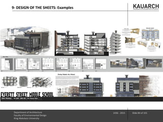 Department of Architecture
Faculty of Environmental Design
King Abdulaziz University
1436 - 2015 Slide 84 of 101
9- DESIGN OF THE SHEETS: Examples
 