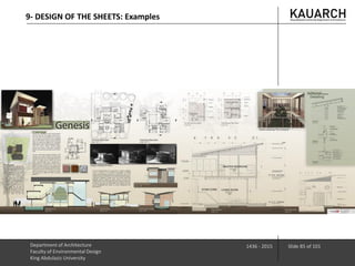 Department of Architecture
Faculty of Environmental Design
King Abdulaziz University
1436 - 2015 Slide 85 of 101
9- DESIGN OF THE SHEETS: Examples
 