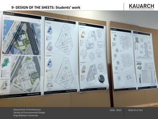 9- DESIGN OF THE SHEETS: Students’ work
Department of Architecture
Faculty of Environmental Design
King Abdulaziz University
1436 - 2015 Slide 91 of 101
 