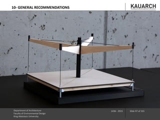 Department of Architecture
Faculty of Environmental Design
King Abdulaziz University
1436 - 2015 Slide 97 of 101
10- GENERAL RECOMMENDATIONS
 