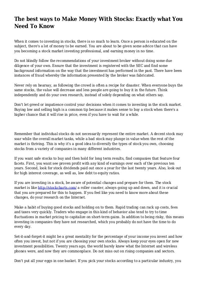 if i buy stock how do i make money