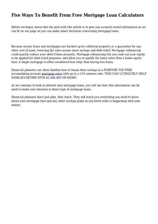 free mortgage loan calculator