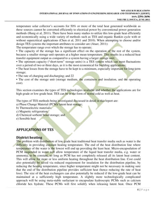 REVIEW OF THERMAL ENERGY STORAGE SYSTEMS AND THEIR APPLICATIONS | PDF