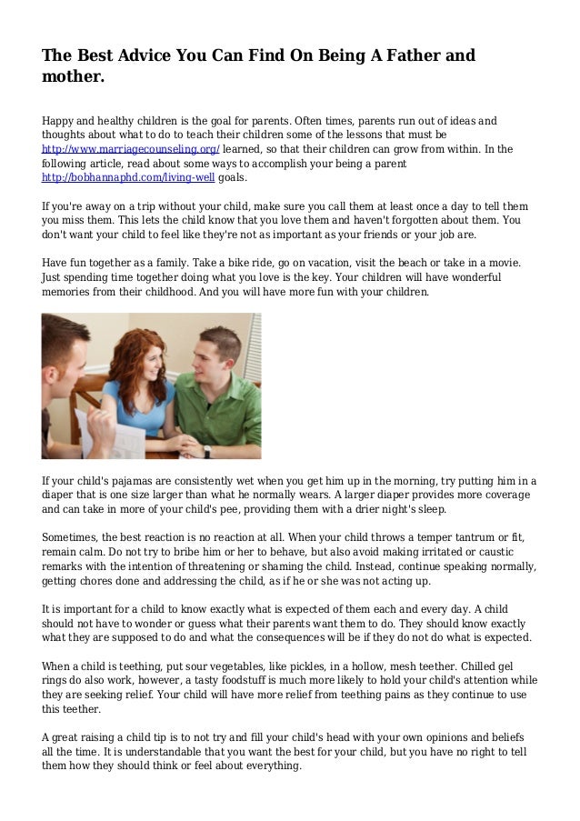 The Best Advice You Can Find On Being A Father And Mother