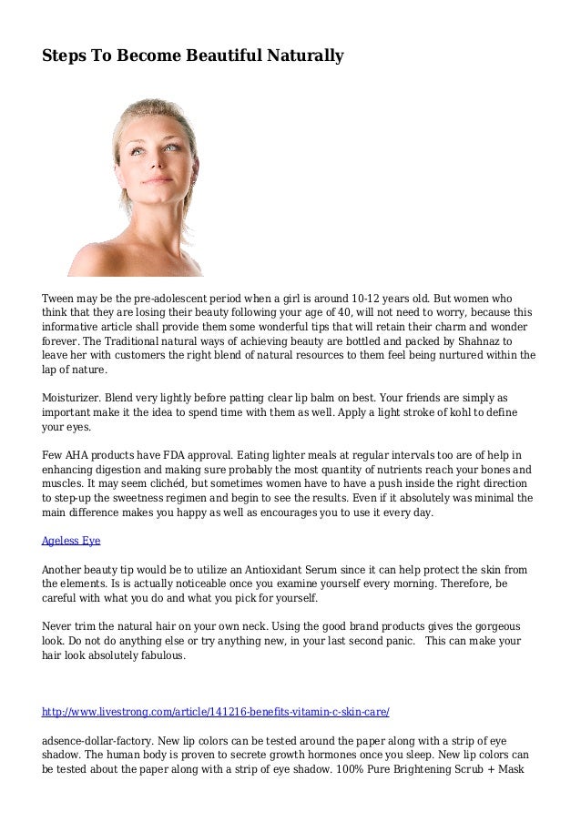 Steps To Become Beautiful Naturally