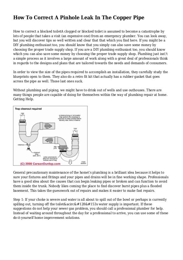 How To Correct A Pinhole Leak In The Copper Pipe