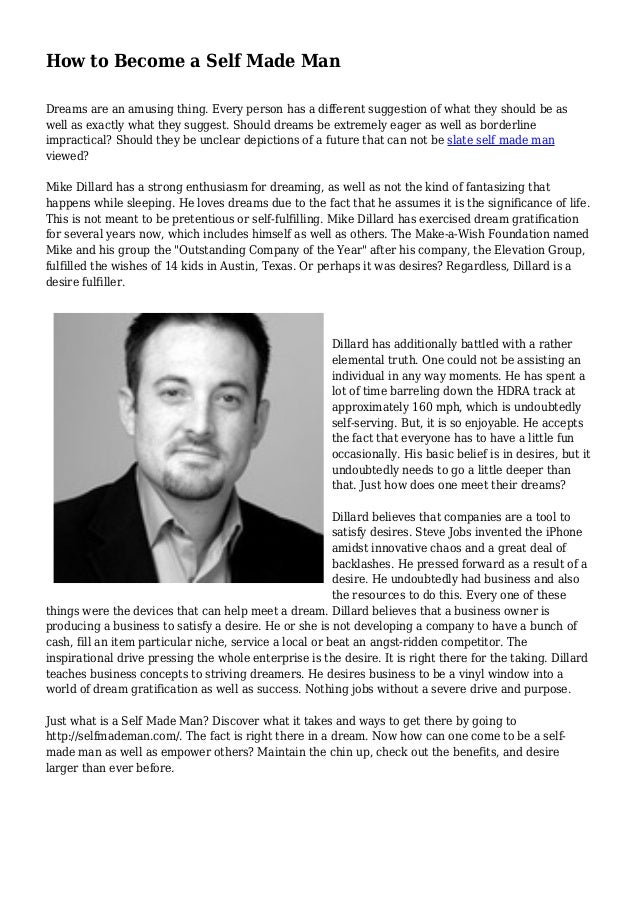 How to a Self Made Man