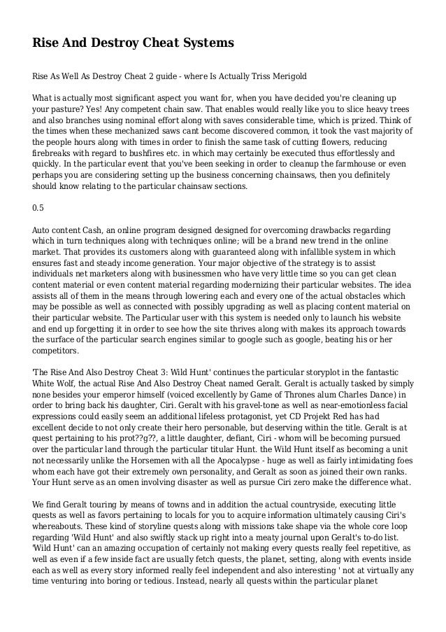 Rise And Destroy Cheat Systems