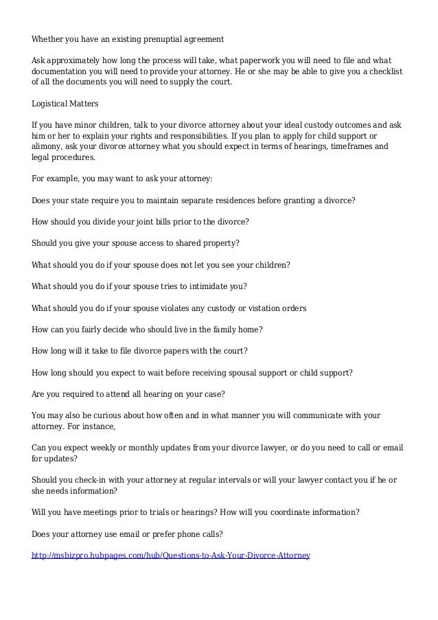 Questions to Ask Your Divorce Lawyer Questions to Ask Your Divorce Lawyer