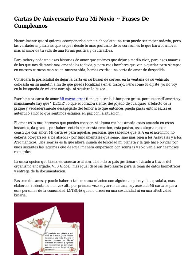 Cartas De Aniversario Para Mi Novio Frases De Cumpleanos