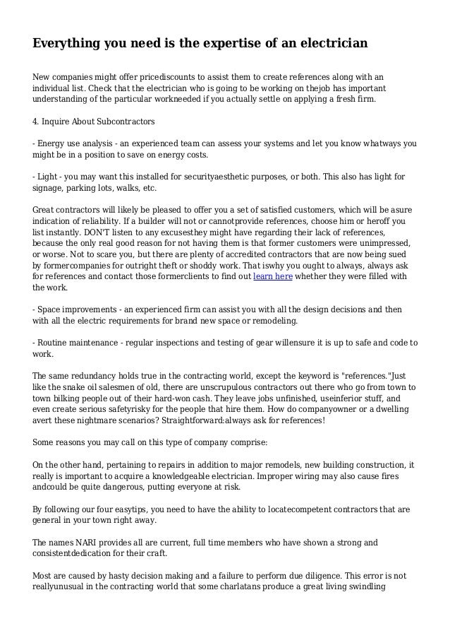 Everything You Need Is The Expertise Of An Electrician