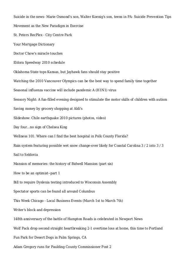 Articles And Reviews For February 28 2010