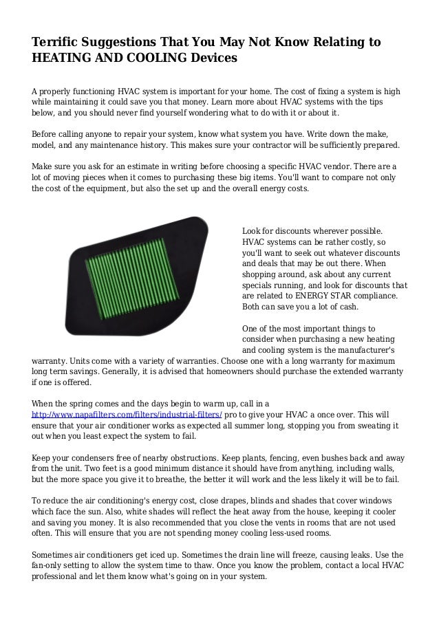 Terrific Suggestions That You May Not Know Relating to HEATING AND