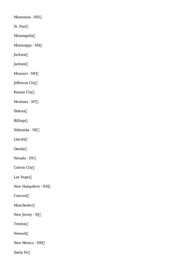 list of state abbreviations and capitals 2 letter abbreviations for states