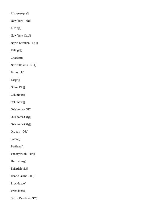 List Of State Abbreviations And Capitals