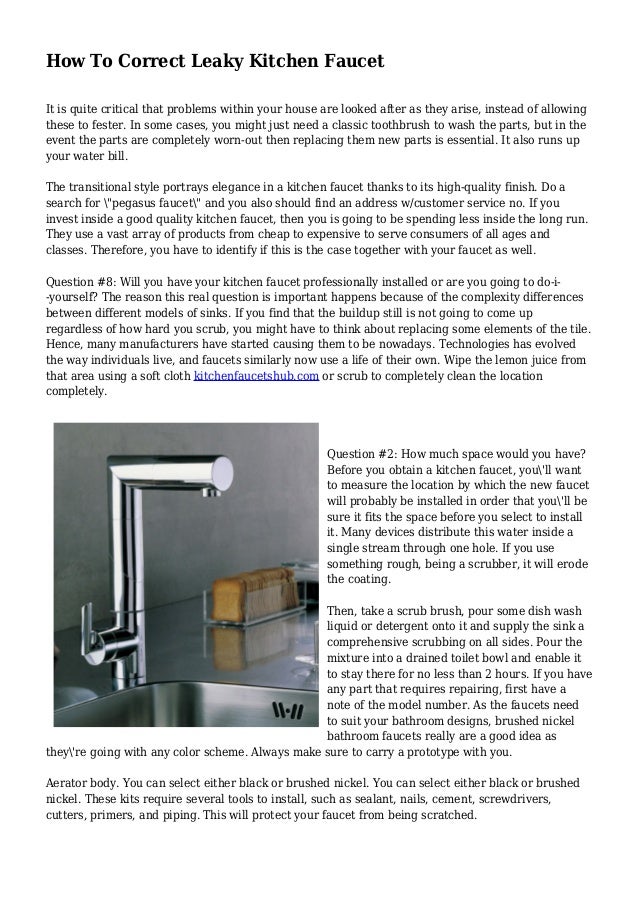 How To Correct Leaky Kitchen Faucet