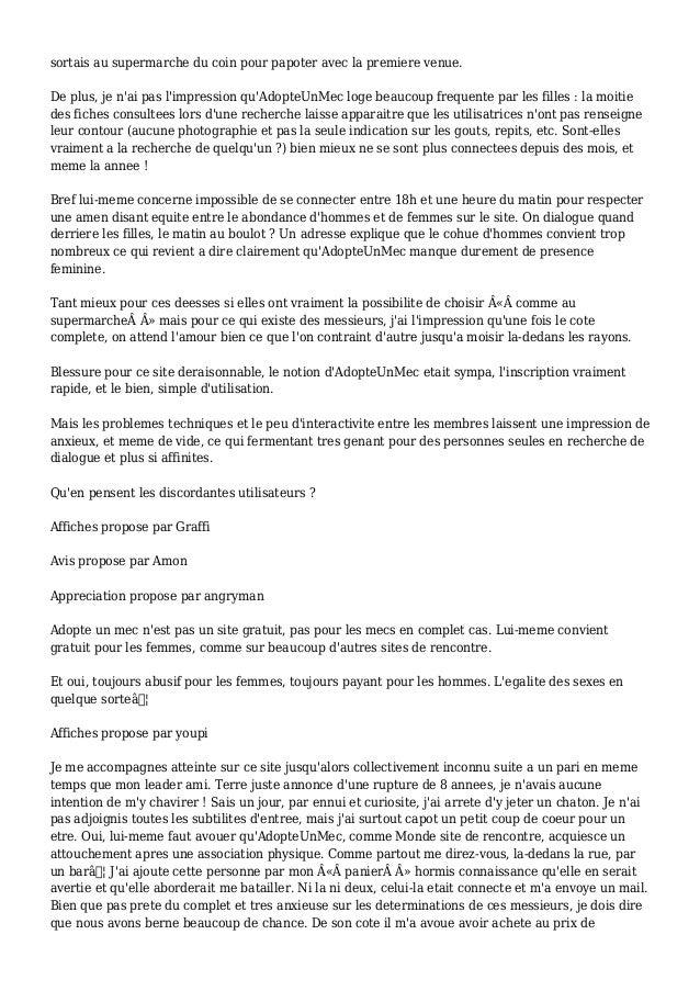 Adopteunmec compte gratuit