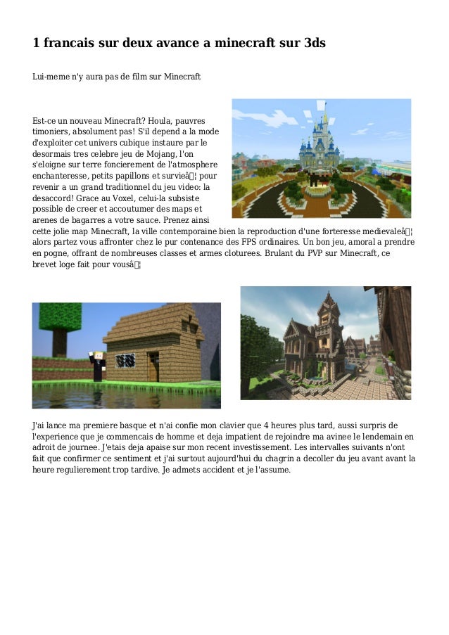 1 Francais Sur Deux Avance A Minecraft Sur 3ds