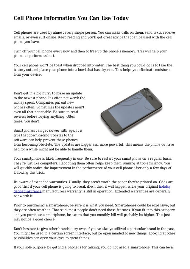Cell Phone Information You Can Use Today