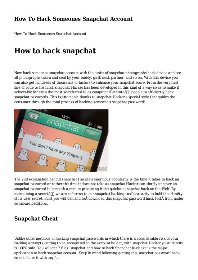 How To Hack A Snapchat Account - All You Need Infos