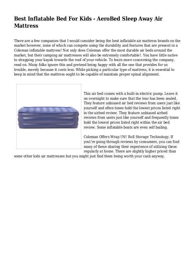 Best Inflatable Bed For Kids AeroBed Sleep Away Air Mattress