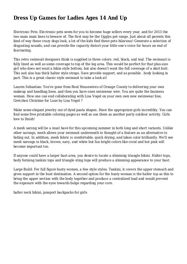 Dress Up Games for Ladies Ages 14 And Up