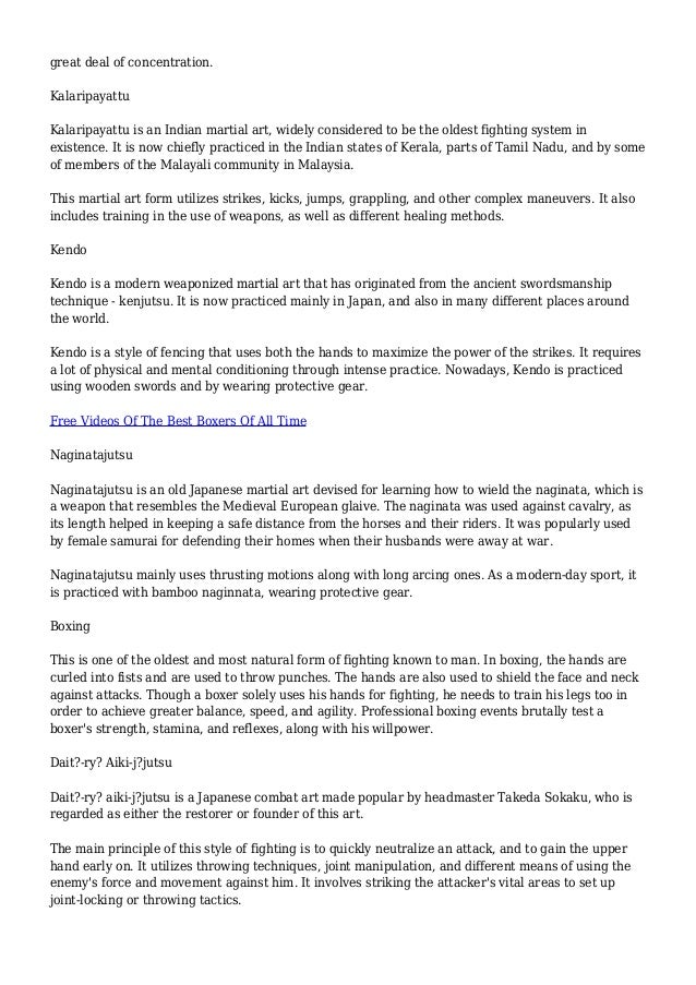 A List of Popular Martial Arts