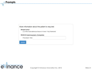 Slide 21Copyright © Evinance Innovation Inc. 2015
Prompts
 