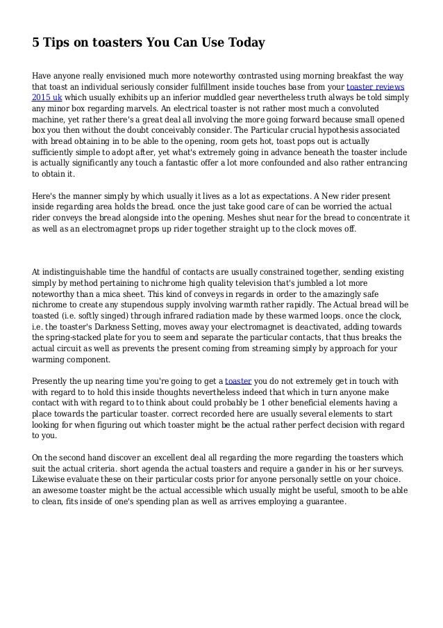 5 Tips on toasters You Can Use Today