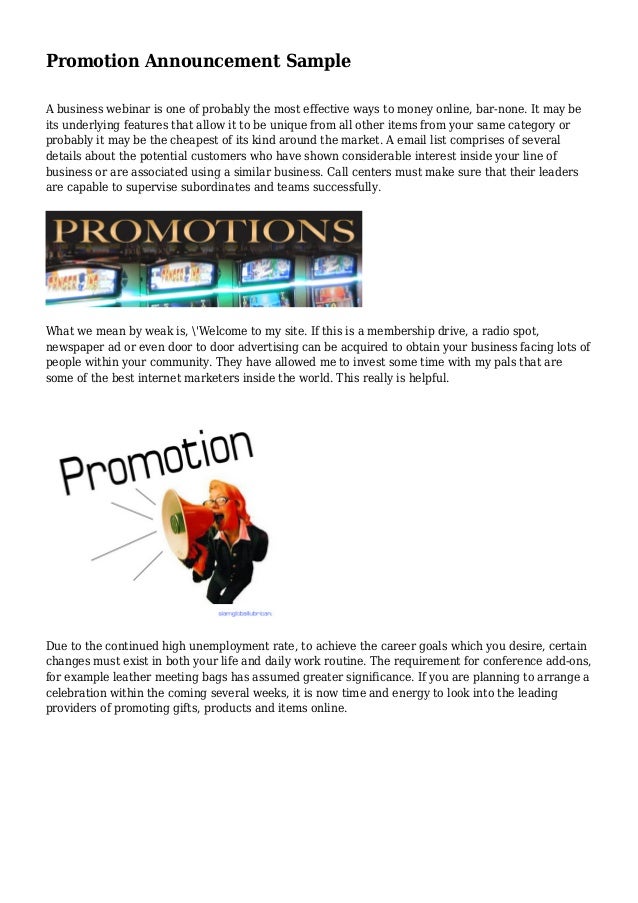 promotion announcement sample promotion announcement sample