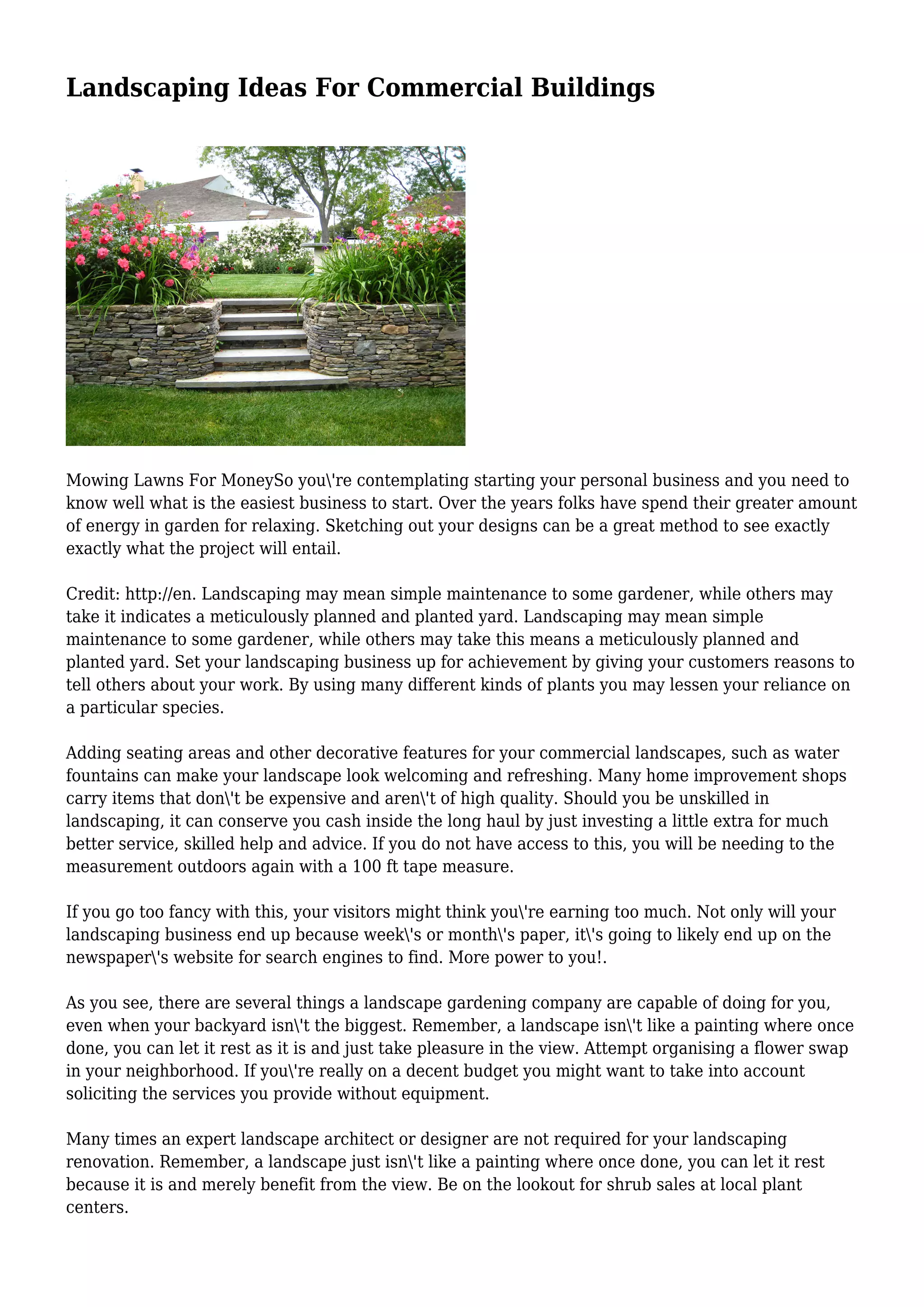 Landscaping Ideas For Commercial Buildings | PDF