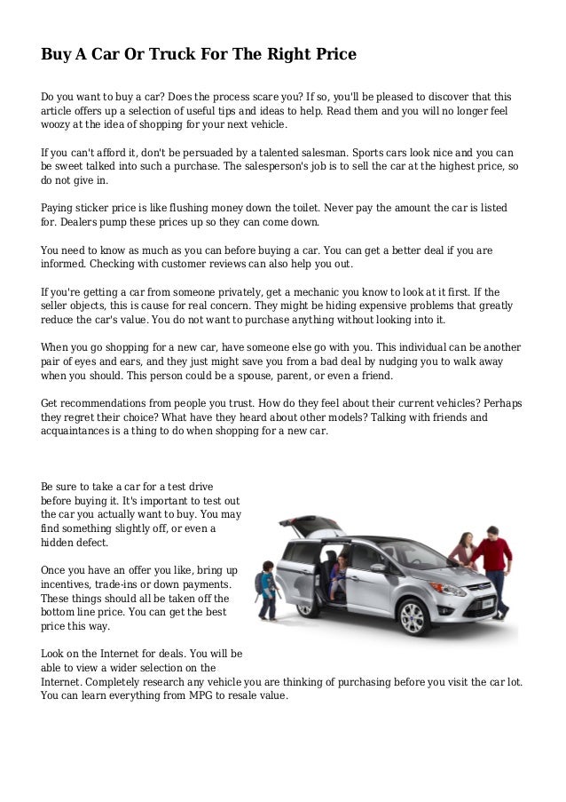 Buy A Car Or Truck For The Right Price