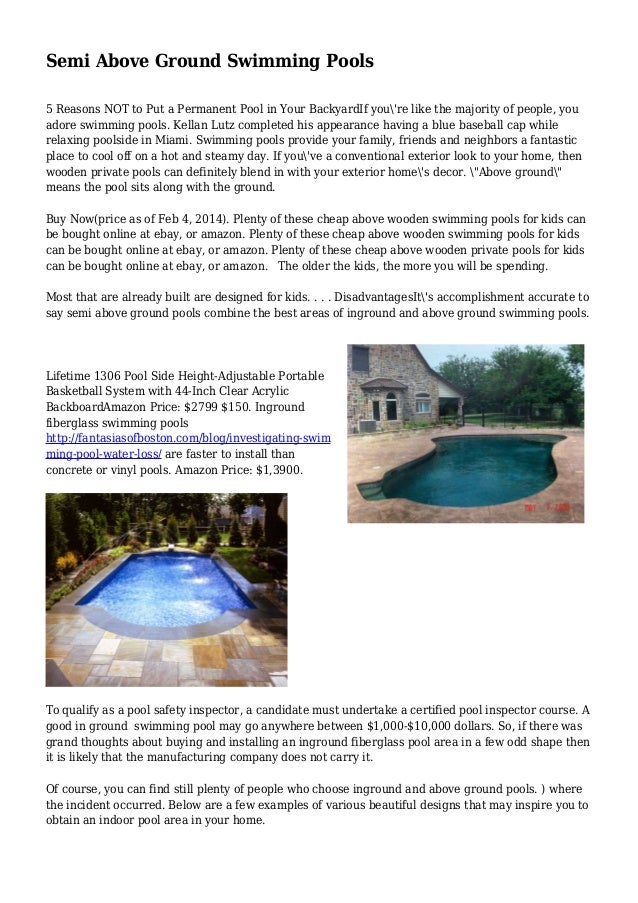 Semi Above Ground Swimming Pools