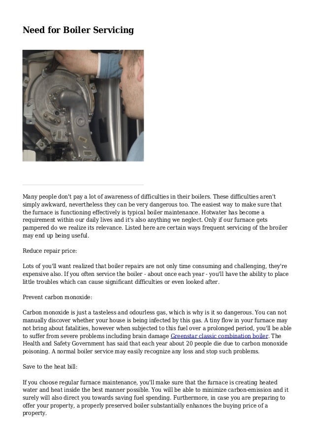 Need for Boiler Servicing