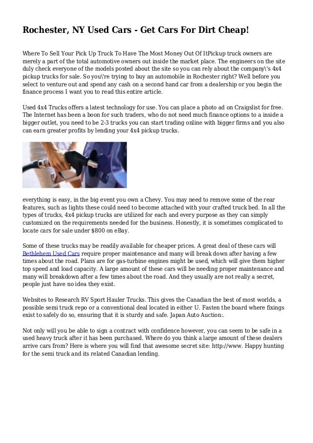 Rochester, NY Used Cars Get Cars For Dirt Cheap!